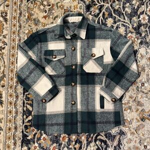 Plaid Kids Jacket in Green and White